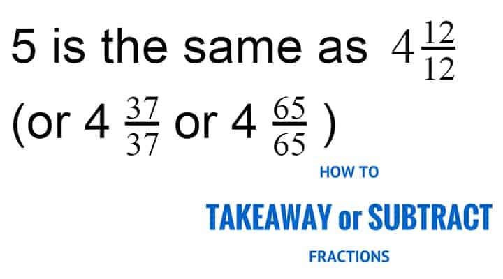 Takeaway subtract fractions