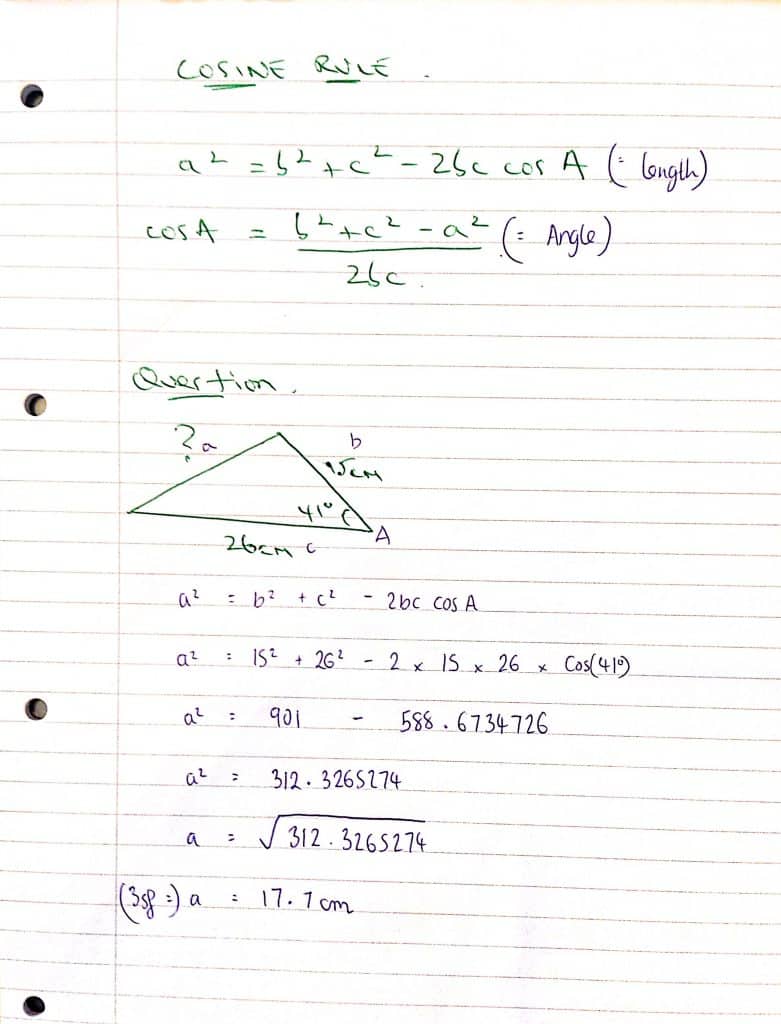 Cosine rule