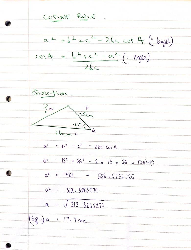 Cosine rule