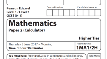 Edexcel GCSE Maths Higher 2017 – Paper 2 Questions