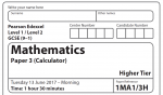 Edexcel GCSE Maths Higher Paper 2017 - Paper 3