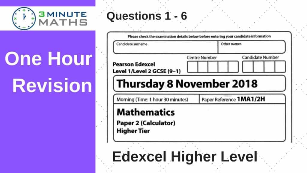 Edexcel Maths Higher Paper 2 November 2018